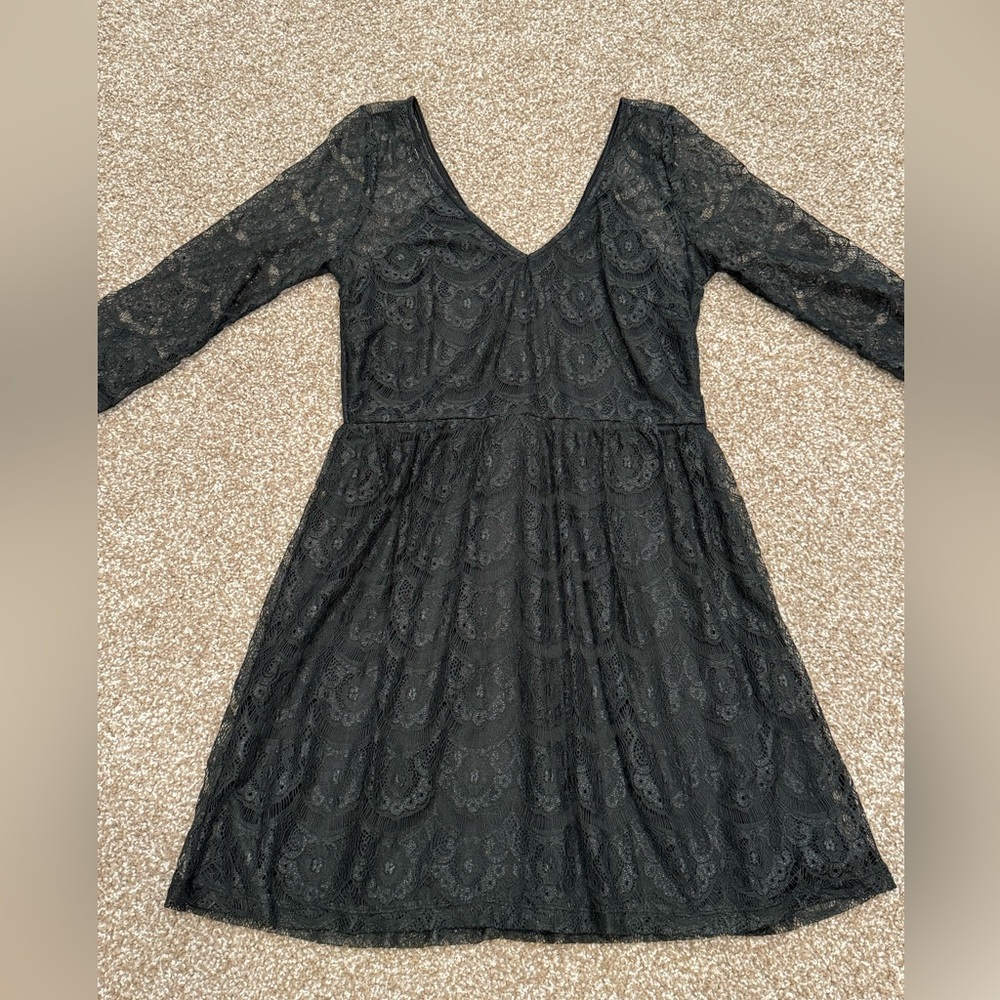 Jessica Simpson black lace knee length dress size M